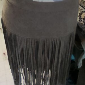 Gray Fringe Skirt